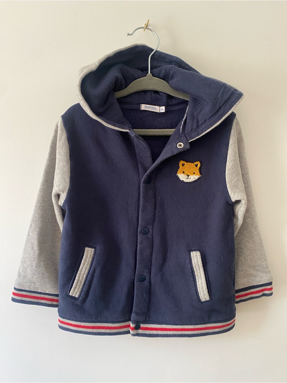 Kids Navy & Gray Hooded Jacket with Fox Patch
